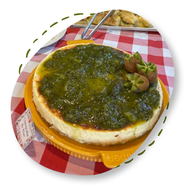 almoço campeiro - cheescake de kiwi